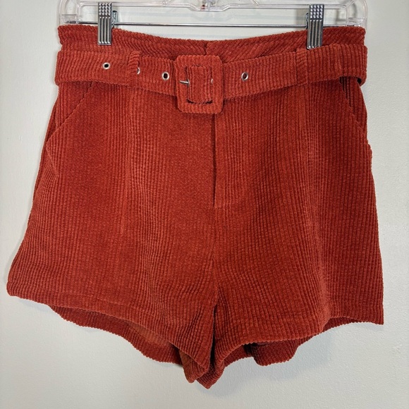 Altar’d State Sara Corduroy Belted Shorts-Orange Rust-Women Size Medium - Picture 5 of 8